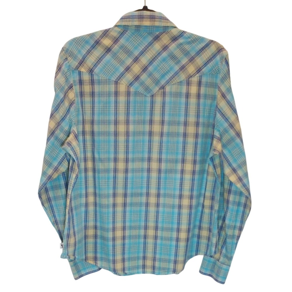 Rockies Vintage Western Shirt Women’s XL Blue Plaid Pearl Snap Coastal Cowgirl - Picture 4 of 12
